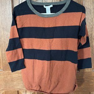 Terracotta and navy striped sweater